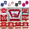 10 Pavel Bure 20 Vladislav Tretiak 24 Sergei Makarov 11 Igor Larionov Vintage 1980 CCCP Rusland Home Red Stitched Hockey Jersey