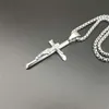 Pendant Necklaces Men Boys Jesus Cross Necklace Stainless Steel Gold Silver Color Box Chain Religious Christian Jewelry Gifts