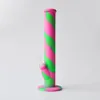 14.2inches Silicone Bongs Silicone Water Pipe Glass Bongs with 8 colors Silicone Oil Rigs Smoking Pipe Glass Pipe Free