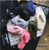 Wholesale Women summer Fur Slippers indoor big size solid color pinch fuzzy sandals shoes Flip Flop Casual Gladiator flat shoes fashion