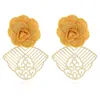 Orecchini pendenti con fiori in tessuto dolce coreano colorato per le donne Orecchini con orecchini in metallo dorato bohémien
