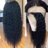 Peluca ondulada de agua Pelucas de cabello humano con frente de encaje corto y rizado para mujeres negras Peluca brasileña frontal larga y profunda mojada y ondulada Hd completa 123282b