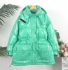 Hiver femmes mi-longueur brillant Parka épais imperméable amovible à capuche femmes couleur bonbon blanc canard doudoune 210531