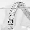 3mm stone 18cm long 925 sterling silver princess cut zircon barcelet bangle for women wedding bride fashion jewelry S4798