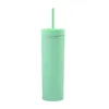 Skinny Double Plastic Frosted Water Cup 16oz Grote Capaciteit Handige Cup Straight Straw Cup Pure Kleur Kinderen Sippy Cups Sale H32R4GI