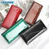 Free Gift Genuine Leather Women Wallet Magnetic Hasp Female Long Purse Ladies Coin Purses Fashion Wallet's Money Walet 220225