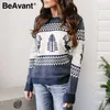 Leisure Cartoon Kerst Trui Lange Mouw Lente Herfst Ronde hals Gebreide Pullover Fashion Gedrukt Dames Trui 210709