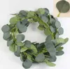 Dekorativa Blommor Kransar 2m Konstgjorda Växt Rattan Fake Eucalyptus Leaves Home Garden Party Decor Round Leaf Garland Supply