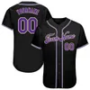 Custom Black Purple-White Authentic Baseball Jersey