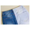 Logami Skinny Raped Dżinsy Kobiet kontrastowy Kolor Slim Dżinsy dla kobiet dżinsowych Spodnie plus rozmiar 4xl 210302