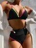 Sexy High Waist Bikini V Neck Women's Swimsuit Push Up Swimwear Cut Bathing Suit Summer Beachwear Biquini 210621