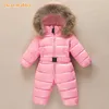 Ryssland Baby Vinter Jumpsuit Kläder Varm Ytterkläder Coats Snow Wear Duck Down Jacket Snowsuits För Barn Boys Tjejer Kläder H0909