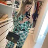 PUWD Casual Dames Groene Print Blouse Suit Spring Elegante Vrouwelijke Streetwear Pant Matching Sets Dames Vinatge Geometry Suits 211007