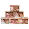9 pezzi scatola di biscotti di natale carta kraft scatole regalo di caramelle borse scatola di imballaggio per alimenti festa di natale regalo per bambini anno navidad 211216