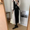 OLシックなすべてのマッチパッチワーク穏やかなフェムメエレガンスファッションストリートウェア甘いロングドレスvestidos 210525