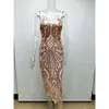 섹시한 스트랩 긴 장식 조각 드레스 여성 민소매 드레스 V 넥 클럽 파티 Backless Maxi Dress Gold Sequined Vestidos 여름 210306