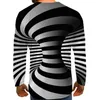 Graphic Graphic Illusion Graphic Plus Size T-shirt Imprimir Manga Longa Tops Diários Streetwear Exagerado Redondo Pescoço Rainbow 210629