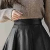 Vintage Mini Skirts Shorts Women Plus Size PU Skirts Leather High Waist Side Zipper Safe Shorts Skirts Female Autumn Winter Saia 211119