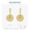 ENFASHION Handmade Geometric Rattan Weave Drop Earrings Women Colorful Wooden Straw Dangle Earings Fashion Jewelry EM191056