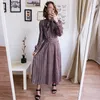 Tie Vintage Print Sashes Long Sleeve Chiffon A Line Dress Women Big Swing Casual Loose Streetwear Party Evening Elegant Dresses 210608