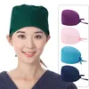 Unisex Solid Color Scrub Nurse Hat Adjustable Beauty Salon Care Cap Laboratory Pet Shop Doctor Working Caps