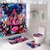 Graffiti Svart African Women Shower Curtain med krokar Amerikanska Badrum Gardin Set Badmatta Mjukt badkarptoilt locklock 211116