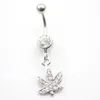 2 colors Stainless steel Body Piercing Jewelry Belly Button Navel Rings Dangle Charm Maple Leaf SS 20PCS