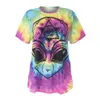 Yeni Varış Kadın Kısa Kollu T Gömlek Renkli Alien Baskı Tee Gömlek Moda Rahat Uzun T-shirt 210315