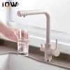 Robinet de cuisine, Rotation à 360 degrés, eau filtrée, robinet d'évier de cuisine à Double poignée et mélangeur d'eau froide 211108