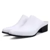 Новое поступление Оставленное Новый Человек Крытые Удобные Сандалии Обувь Натуральная Кожа Мужская высокая каблука (5см) Случайные тапочки