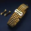 20mm Solid Stainless Steel Watchband Silver Golden Klockor Rem Safe Butterfly Spänne Högkvalitativa Män Band Byte Bälte H0915