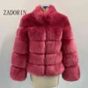 ZADORIN Cappotto invernale spesso caldo Donna Pelliccia sintetica di lusso Plus Size Colletto alla coreana Giacca finta Capispalla 211130