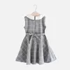 Preppy Style Girls Princess Long Sleeve Dresses With Bag Summer Sleeveless Plaid Peter Pan Collar Toddler Girl Fall Clothes Q0716