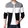 BROWON Autumn Men Casual Cardigan Sweater Jumper Winter Fashion Striped Pockets Knit Outwear Coat 210909