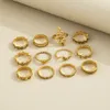 S2843 Fashion Jewelry Vintage Gold Flower Snake Heart Geometric Stacking Rings Midi Rings Sets 12pcs/set