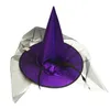 Dames Hoed Halloween Party Cosplay Witch Cap Decoratie Hoek Mesh Rose Netto Magician Black Pointed Wizard