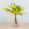 37cm 6pcs Ramo di un albero artificiale Piante tropicali Foglie persiane di plastica Falso Mimosa Affollamento di acacia per la decorazione domestica della scrivania di nozze 210624