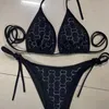 Luxus Diamant Bademode Buchstaben Kristall Bikini Designer Badeanzüge Frauen BH Set Urlaub Badeanzug Beachwear Geschenk