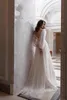 Casual jurken 2021 herfst vrouwen maxi feestjurk lange mouwen vloer lengte borduurwerk witte kant sexy backless tule