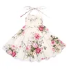 Flofallzique flor vestido vintage rosa floral impressão verão princesa festa de casamento crianças tamanho 1-8y 210303