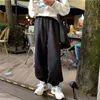 HOUZHOU Hip Hop Grå Fleece Harem Byxor Dam Oversize Harajuku Vinter Jogging Svarta Casual Byxor Koreanskt Mode Träningsbyxor 211105