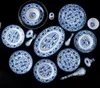 Set di stoviglie all'ingrosso 80 pezzi Set di stoviglie in ceramica blu e bianca per imitazione della dinastia Yuan in porcellana da collezione