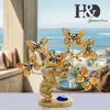 H&D Resin Elephant Butterfly Tree Figurine Lucky Blue Evil Eye for Money Protection Wealth Good Luck Xmas Gift Home Decor 210924