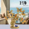 HD Żywica Elephant Butterfly Drzewo Figurka Lucky Blue Evil Eye na Pieniądze Ochrona Bogactwo Good Luck Xmas Prezent Home Decor 210924