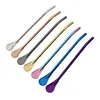 Rostfritt stål Straw Spoon Kaffe och teverktyg Metall Dual Använd Nectar Straws Stirring Spoons Filter Hushållspappersbyxor