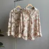 Lente / zomer retro printing Koreaans losse shirt vrouwen oversized rechte olieverfschilderij vintage cardigan blouse 210607