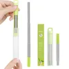 Drinking Straws Portable Stainless Steel Silicone Straw Camping Travel Reusable With Brush And Carry Case