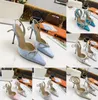 Diseñadores Zapatos de vestir de lujo Noche Slingback Satin Bow Pumps 6.5cm Adornos de cristal Zapatos de diamantes de imitación Carrete Tacones Sandalias Mujer Zapatilla 01