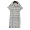 Grande taille Boho Stripe Beach Girl Robe Mode Femmes Summer Short Sleeve Dames Casual 210303