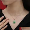 Naszyjniki wiszące wisiorki biżuteria w kształcie tykwy woda upuszcza naszyjnik żeński duchowy kamień boku maskotka zielony jadeiczny Temperament Clavicle C.
